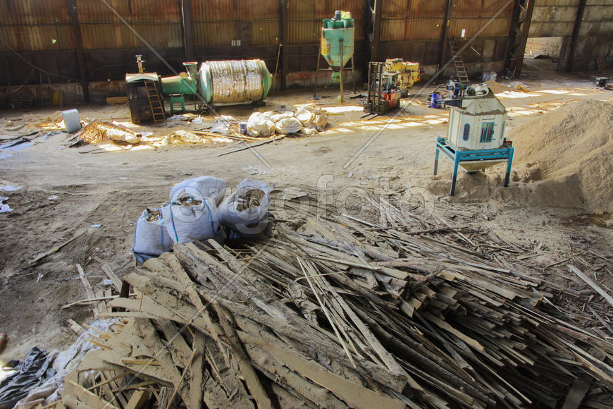 Old ruined and abandoned factory in the industrial zone