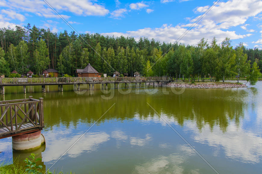 Island with a bridge on a private lake