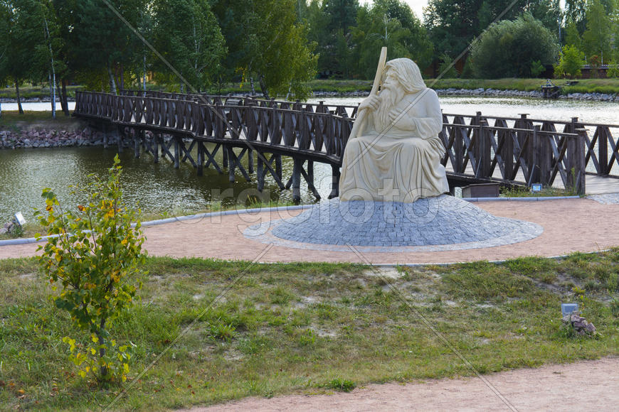 Island with a bridge on a private lake