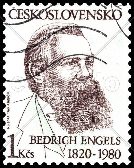 Почтовая марка, посвящённая Фридриху Энгельсу. Чехословакия