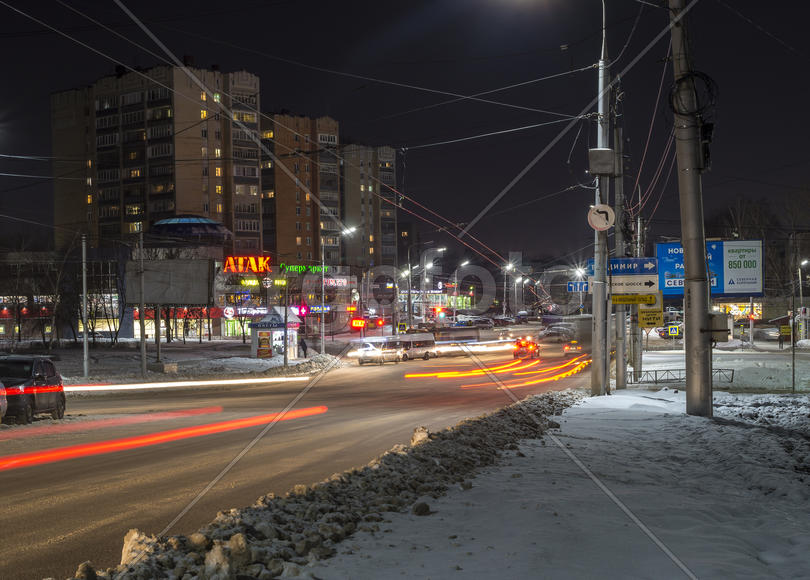 Ночной город Рязань. Улица Новоселов
