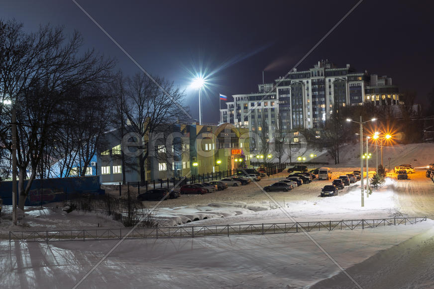 Ночной город Рязань. Стадион "Спартак"