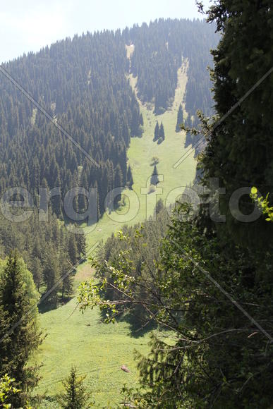 Склон горы с видом на горный хребет