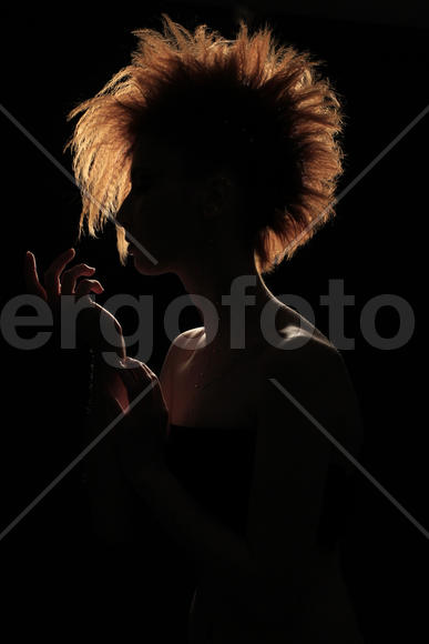 Силуэт рыжеволосой девушки с пышной причёской