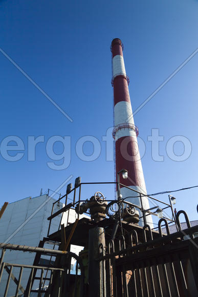 Chimney power plant winter waiting to start work