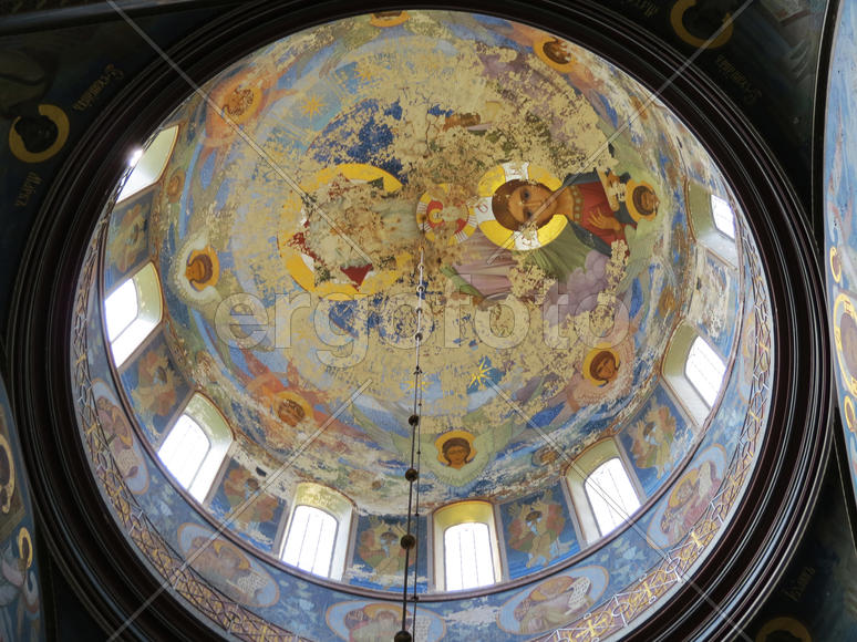 Frescos in the ancient temple grew dull and cracked from time                               