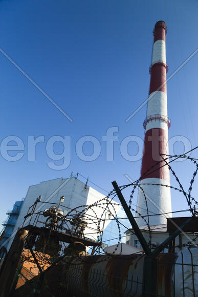 Chimney power plant winter waiting to start work