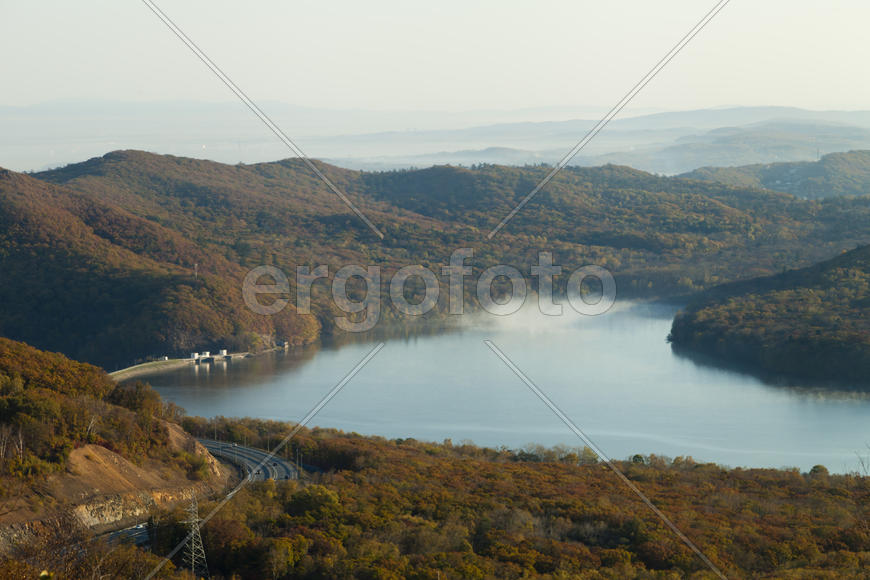 Autumn forest colorful stands in the last days of autumn