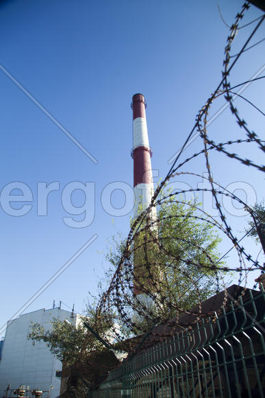 Chimney power plant winter waiting to start work