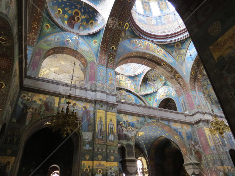 Frescos in the ancient temple grew dull and cracked from time               