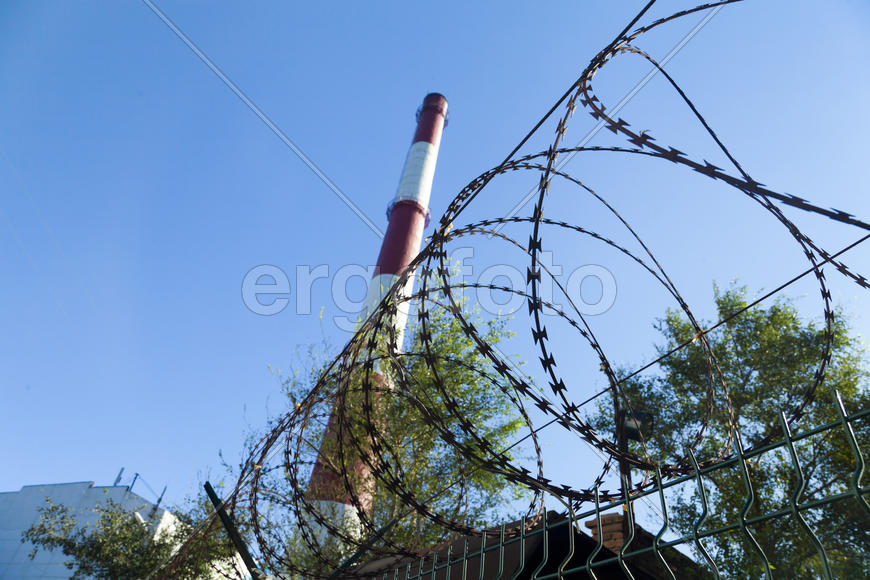 Chimney power plant winter waiting to start work