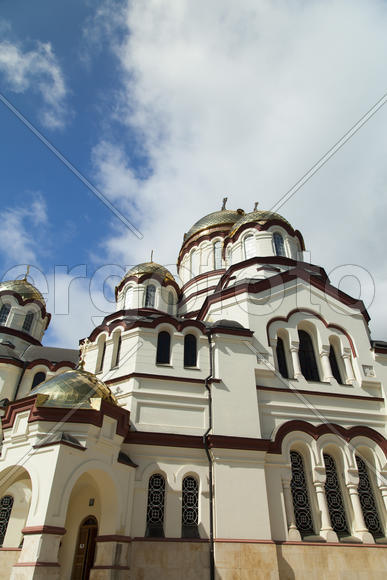 The orthodox church sparkles on the sun the gold domes
