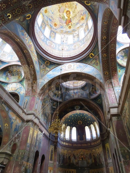 Frescos in the ancient temple grew dull and cracked from time                               