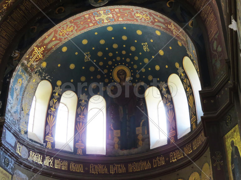 Frescos in the ancient temple grew dull and cracked from time  