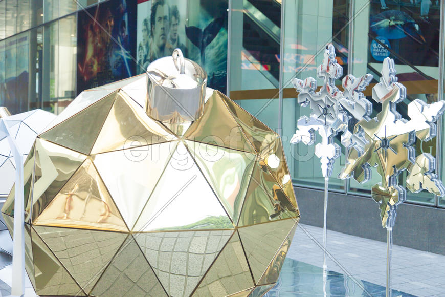 The big Christmas sphere brings joy to adults and children