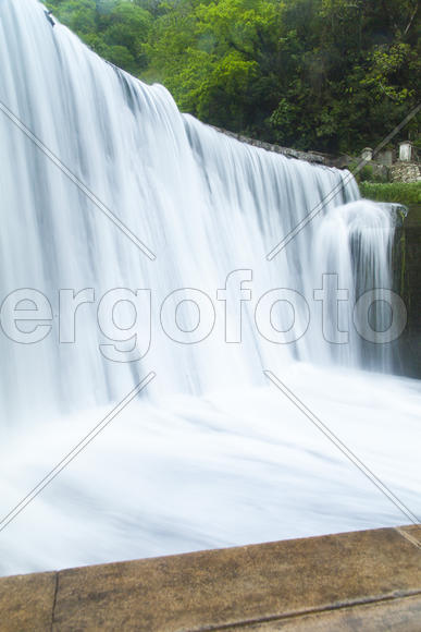 The falls on the river are pleasing to the eye of all travelers and strongly rustle