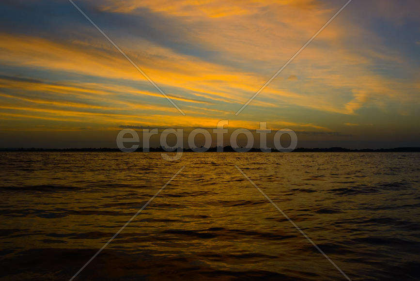 Морской пейзаж зари 