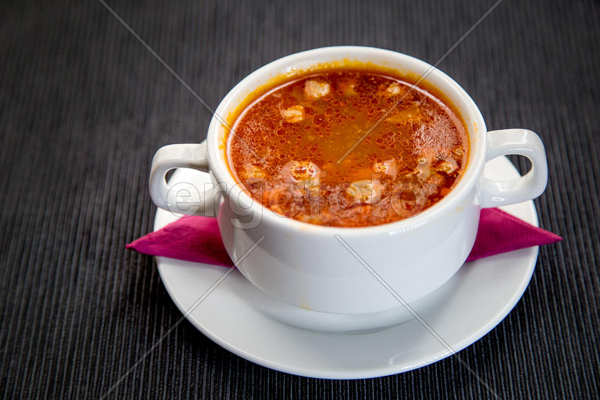 Tasty hot dish in a white bowl