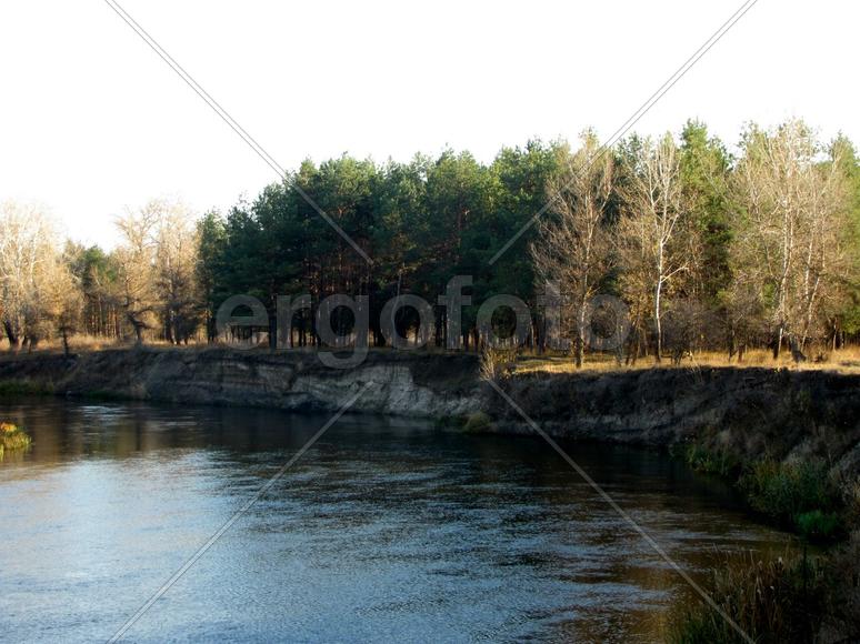 Пейзаж на фоне реки.