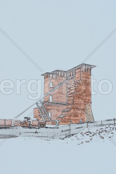 Реконструкция замка цветовой эскиз