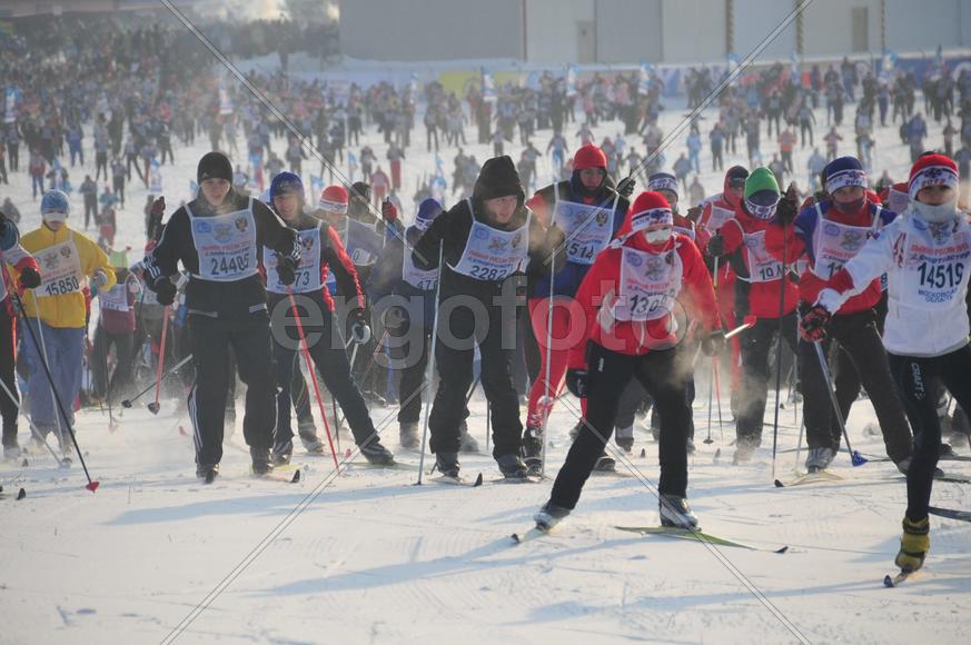 Лыжная гонка Лыжня-России-2012 в подмосковной Яхроме. фото Сергей Шахиджанян 12 февраля 2012 года. 