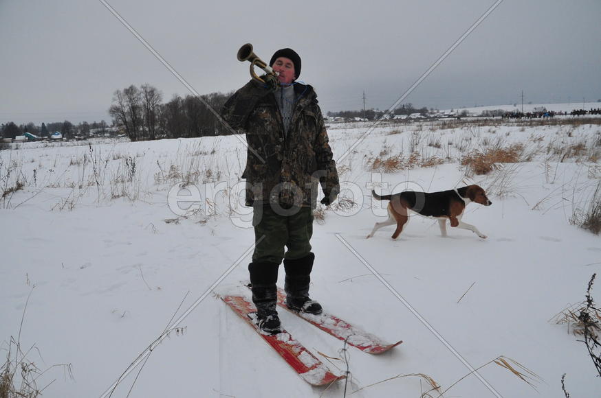 Реконструкция конной охоты с тремя борзыми и одной гончей в клубе Аванпост. фйото Сергей Шахиджанян 