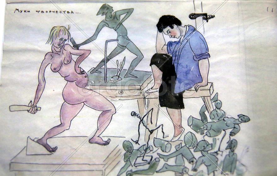 Рисунок из письма Веры Мухиной своей помощнице Нине Зеленской, 1930-е.