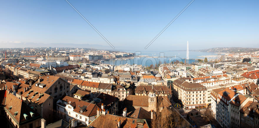 Панорамный вид на Женеву в Швейцарии