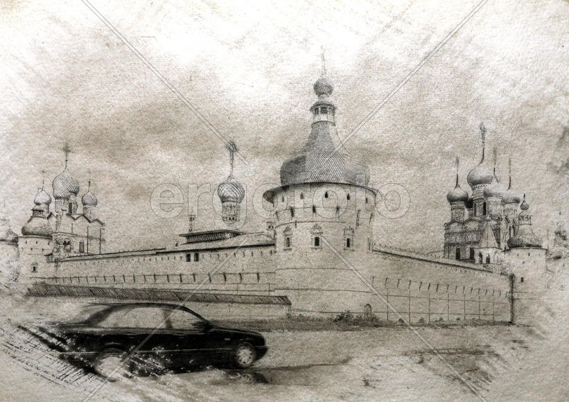 Ростов Великий (Цианотип). Фотография или точнее, фотогравюра изготовлена методом цианотипии.