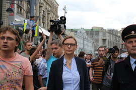 Митинг в защиту Навального, камера, репортер