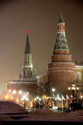 Новогодняя иллюминация ночной Москвы. Кремль