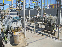 The pump for pumping hot products of oil refining. Equipment refinery