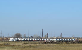 Horizontal marketable petroleum Park. The equipment at the refinery