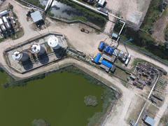Top view of the equipment for oil separation. Equipment for the drying gas and condensate collection