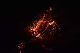 Fire fire. Burning of rice straw at night