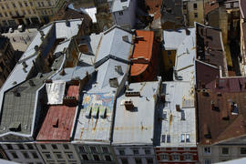 View the city from a bird's flight. City of Lviv