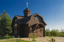 The wooden church on the outskirts of the village
