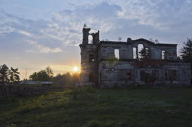 Ancient Castle Tereschenko in Ukraine. Sunrise