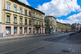 Urban landscape. Cobblestones on the pavement of the city