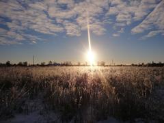 Рассвет над заснеженным полем 