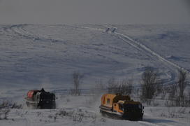 Тундра. Остатки цементного завода бывшей колонии. Ямало-ненецкий  автономный округ. Город Салехард, 