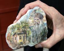 Камень с Афона с изображением  преподобного Силуана Афонского